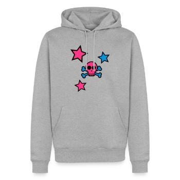 skull - Männer Premium Bio Hoodie - Grau meliert - Vorne - Thijin (182cm)