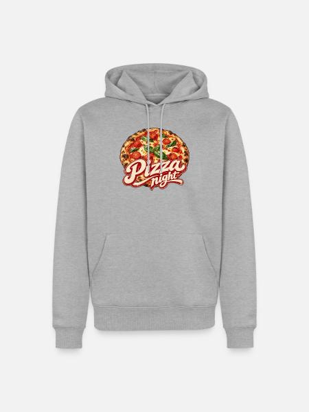 Pizza Night Logo Druck - Männer Premium Bio Hoodie - Grau meliert