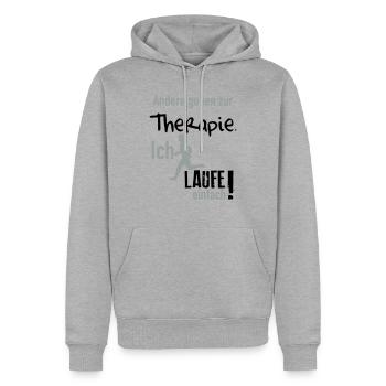 Therapie Laufen - Männer Premium Bio Hoodie - Grau meliert - Vorne - Thijin (182cm)