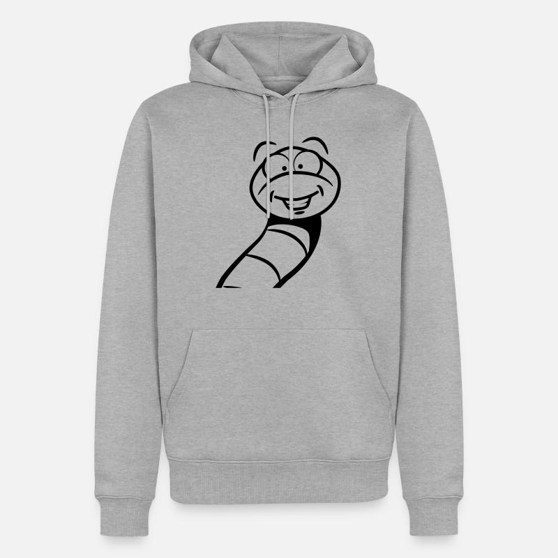 Ver mignon drôle - Sweat à capuche Premium bio Homme - gris chiné