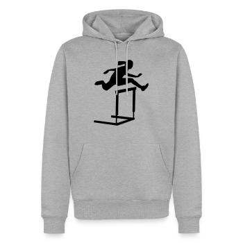 Hürdenlauf - Männer Premium Bio Hoodie - Grau meliert - Vorne - Thijin (182cm)