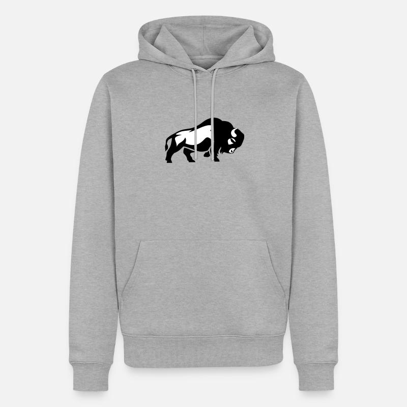 bison buffle - Sweat à capuche Premium bio Homme - gris chiné