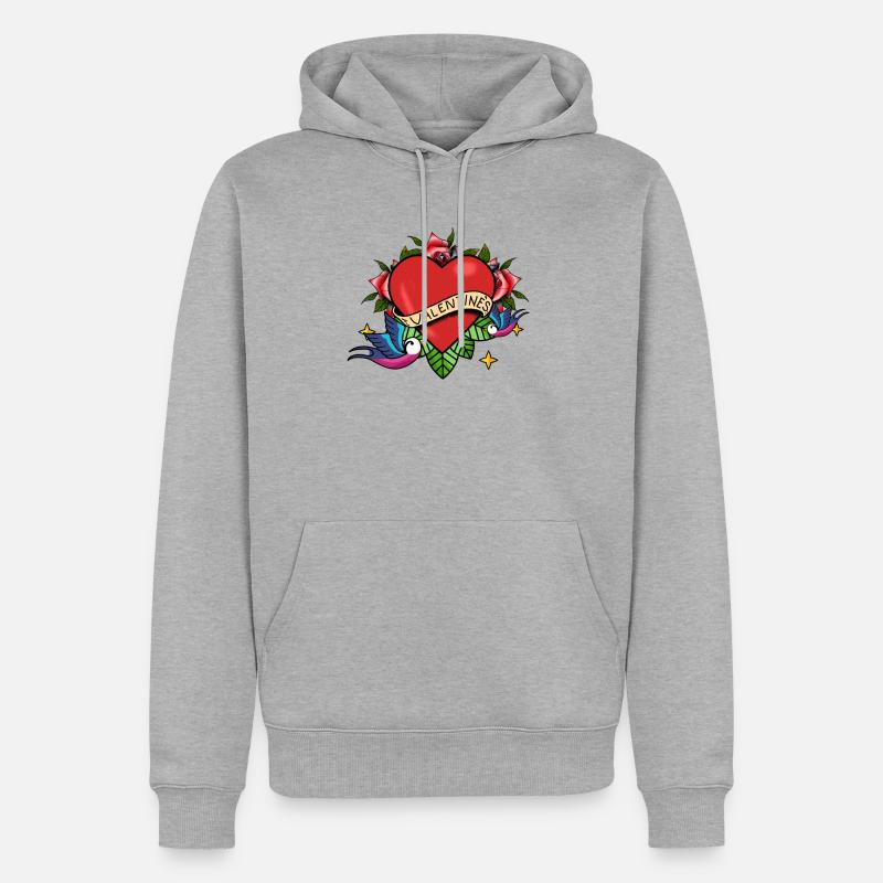 Saint-Valentin Saint-Valentin - Sweat à capuche Premium bio Homme - gris chiné