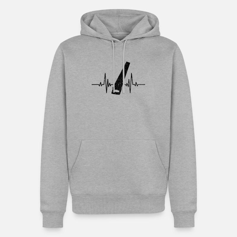Menuisier Charpentier Menuisier Heartbeat - Sweat à capuche Premium bio Homme - gris chiné
