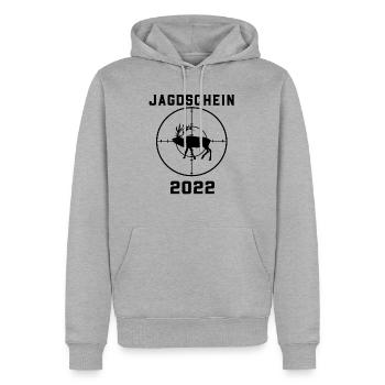 Jagdschein 2022 Jagd grünes Abitur - Männer Premium Bio Hoodie - Grau meliert - Vorne - Thijin (182cm)