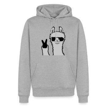 Cool Lama No Drama Llama Peace Lunettes de soleil - Sweat à capuche Premium bio Homme - gris chiné - Devant - Thijin (182cm)