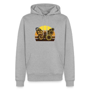 Cute Butterfly Sunflower Butterfly - Men’s Premium Organic Hoodie - heather grey - Front - Thijin (182cm)
