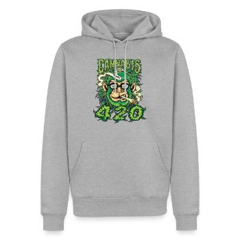 MARIHUANA 420 CANNABIS WEED HANF SMOKER DESIGN - Männer Premium Bio Hoodie - Grau meliert - Vorne - Thijin (182cm)