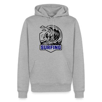 Surfeur symbole surfeur - Sweat à capuche Premium bio Homme - gris chiné - Devant - Thijin (182cm)