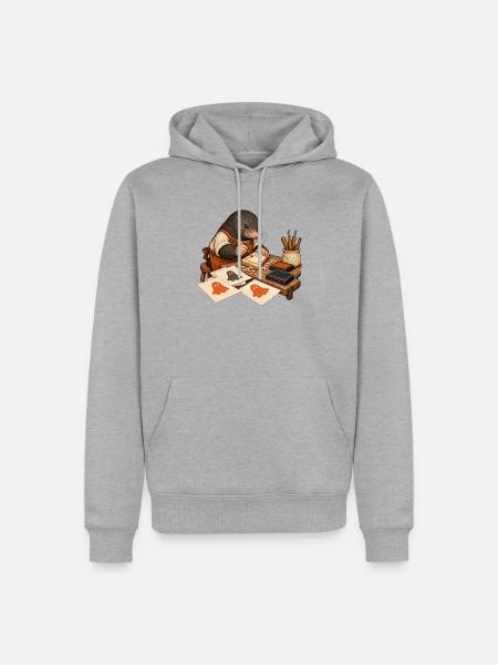 Maulwurf schnitzt einen Geisterstempel - Männer Premium Bio Hoodie - Grau meliert