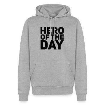 Hero of the Day - Männer Premium Bio Hoodie - Grau meliert - Vorne - Thijin (182cm)