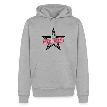 Security Stamp Design - Männer Premium Bio Hoodie - Grau meliert - Vorne - Thijin (182cm)