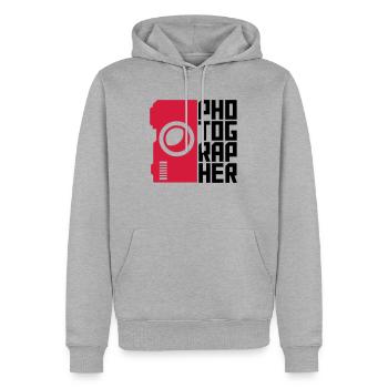 Photographe caméra de conception - Sweat à capuche Premium bio Homme - gris chiné - Devant - Thijin (182cm)