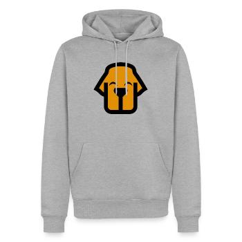 Hundegesicht Comic Logo - Männer Premium Bio Hoodie - Grau meliert - Vorne - Thijin (182cm)