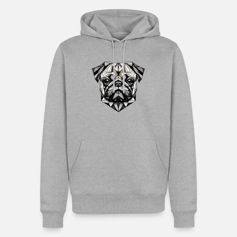 Mops Hund Geometrisch Geschenkidee - Männer Premium Bio Hoodie - Grau meliert