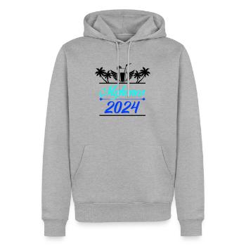 Mykonos 2024 - Men’s Premium Organic Hoodie - heather grey - Front - Thijin (182cm)