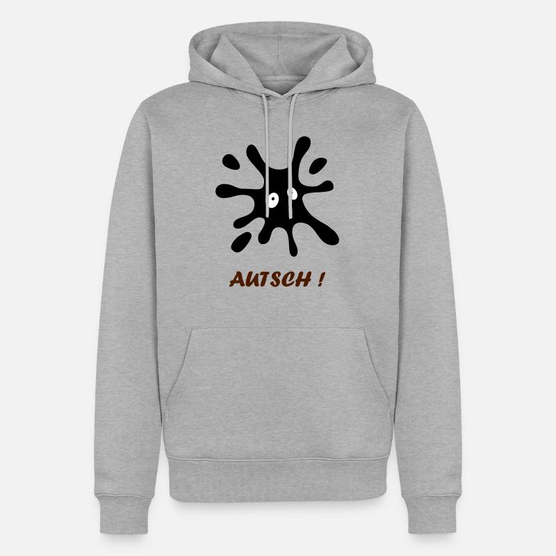 schwarzer Fleck mit Augen - Autsch - Männer Premium Bio Hoodie - Grau meliert