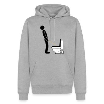 Logo de toilette debout pee piss toilette toilette toilette aulne - Sweat à capuche Premium bio Homme - gris chiné - Devant - Thijin (182cm)