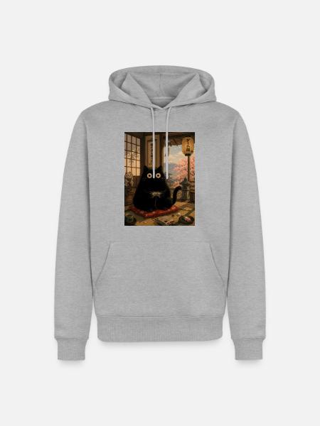 Lustiges Japan Katze Gaming Ramen - Männer Premium Bio Hoodie - Grau meliert