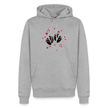 Twins Feet - Zwillings Füße - Männer Premium Bio Hoodie - Grau meliert - Vorne - Thijin (182cm)