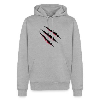 krallen_002 - Männer Premium Bio Hoodie - Grau meliert - Vorne - Thijin (182cm)