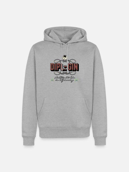 Gin-T-Shirt Dipl.-Gin - Männer Premium Bio Hoodie - Grau meliert