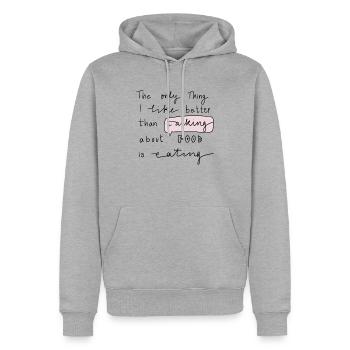 Food Talk - Männer Premium Bio Hoodie - Grau meliert - Vorne - Thijin (182cm)