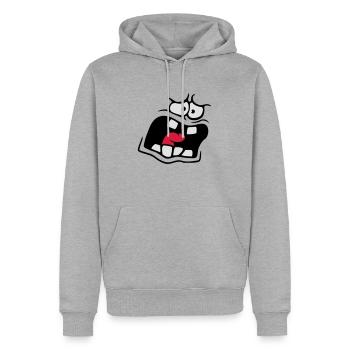 Schreiendes Ängstliches Comic Cartoon Gesicht - Männer Premium Bio Hoodie - Grau meliert - Vorne - Thijin (182cm)