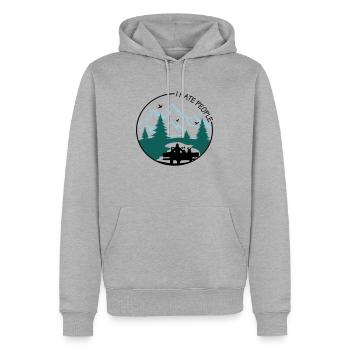 I hate people... - Männer Premium Bio Hoodie - Grau meliert - Vorne - Thijin (182cm)