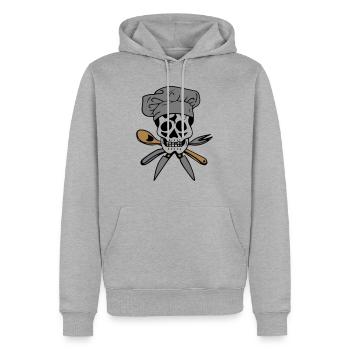 Totenkopf Koch - Männer Premium Bio Hoodie - Grau meliert - Vorne - Thijin (182cm)