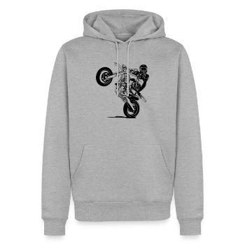 Supermoto - Männer Premium Bio Hoodie - Grau meliert - Vorne - Thijin (182cm)