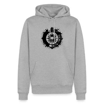 Soleil Lune Mosaïque Astrologie Symbole Vecteur 2 - Sweat à capuche Premium bio Homme - gris chiné - Devant - Thijin (182cm)