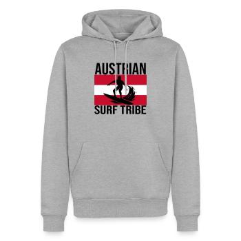 Austrian Surf Tribe Surfshirt - Männer Premium Bio Hoodie - Grau meliert - Vorne - Thijin (182cm)