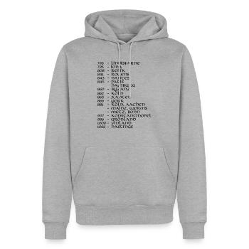 Viking-Europe-Tour back - Männer Premium Bio Hoodie - Grau meliert - Vorne - Thijin (182cm)