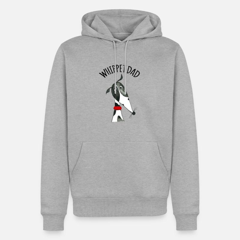 Whippet Dad black and white - Sweat à capuche Premium bio Homme - gris chiné