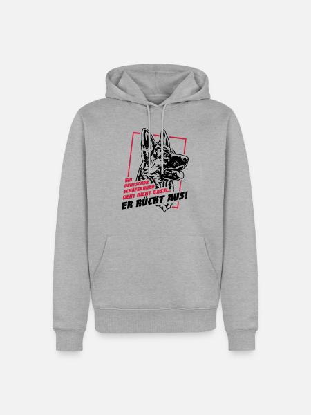 633 Ein Schäferhund geht nicht Gassi, er rückt aus - Männer Premium Bio Hoodie - Grau meliert