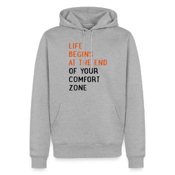 life - Sweat à capuche Premium bio Homme - gris chiné - Devant - Thijin (182cm)