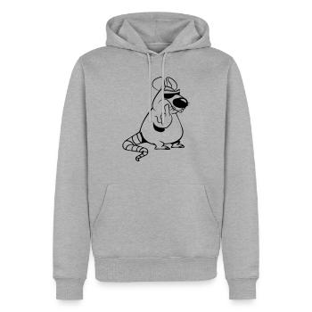 ratte stinkefinger witzig böse cool sonnenbrille - Männer Premium Bio Hoodie - Grau meliert - Vorne - Thijin (182cm)