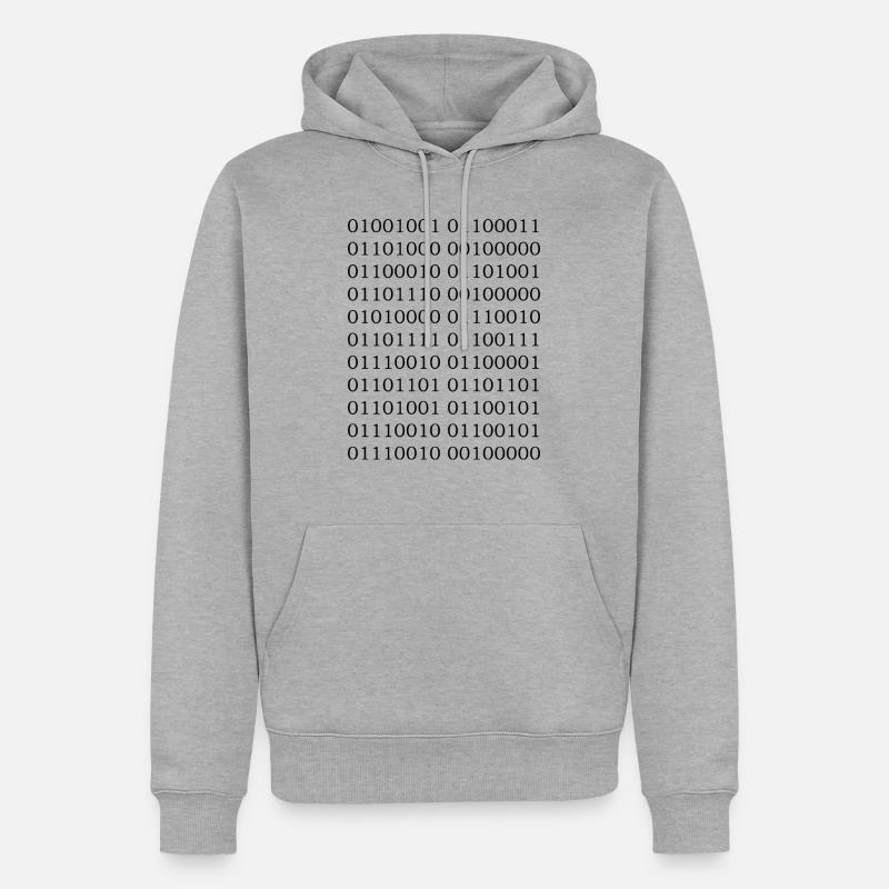 Binär Code "Ich bin Programmierer" - Männer Premium Bio Hoodie - Grau meliert