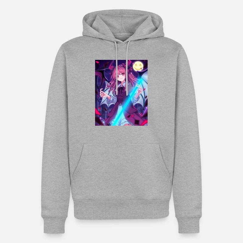 Conception d’anime Hellow - Sweat à capuche Premium bio Homme - gris chiné