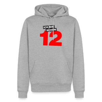 Ich bin schon 12 - Männer Premium Bio Hoodie - Grau meliert - Vorne - Thijin (182cm)