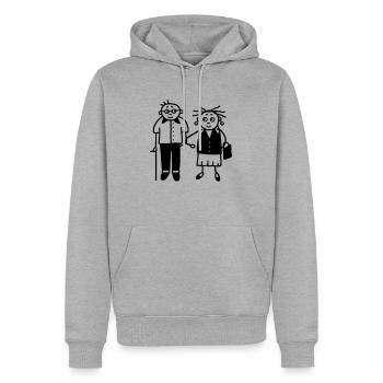 Grand-maman et grand-père - couple - à la retraite - Sweat à capuche Premium bio Homme - gris chiné - Devant - Thijin (182cm)