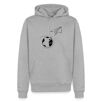 erde weltreise gestrichelte linie papier flieger g - Männer Premium Bio Hoodie - Grau meliert - Vorne - Thijin (182cm)