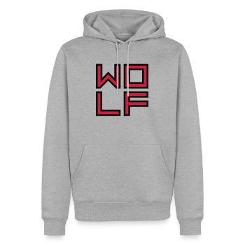 Logo du loup intérieur - Sweat à capuche Premium bio Homme - gris chiné - Devant - Thijin (182cm)
