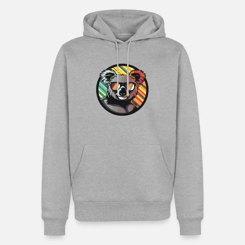 Koala Comic Cool - Männer Premium Bio Hoodie - Grau meliert
