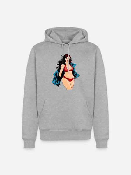 Bikini Girl Farbe - Männer Premium Bio Hoodie - Grau meliert