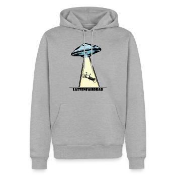 Ufo, Lastenfahrrad, Lastenrad, Cargobike, Aliens - Männer Premium Bio Hoodie - Grau meliert - Vorne - Thijin (182cm)