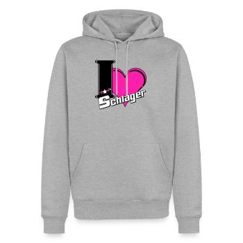 Schlager Party , Schlager Musik , Schlager Liebe - Männer Premium Bio Hoodie - Grau meliert - Vorne - Thijin (182cm)