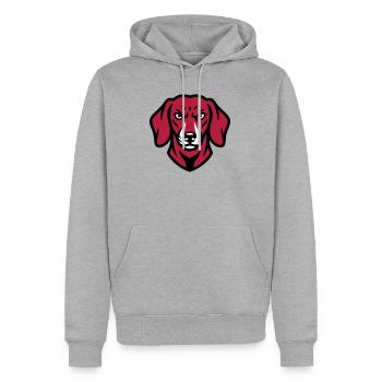 Dackel Maskottchen Logo - Männer Premium Bio Hoodie - Grau meliert - Vorne - Thijin (182cm)