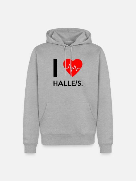I Love Halle Saale - Ich liebe Halle Saale - Männer Premium Bio Hoodie - Grau meliert